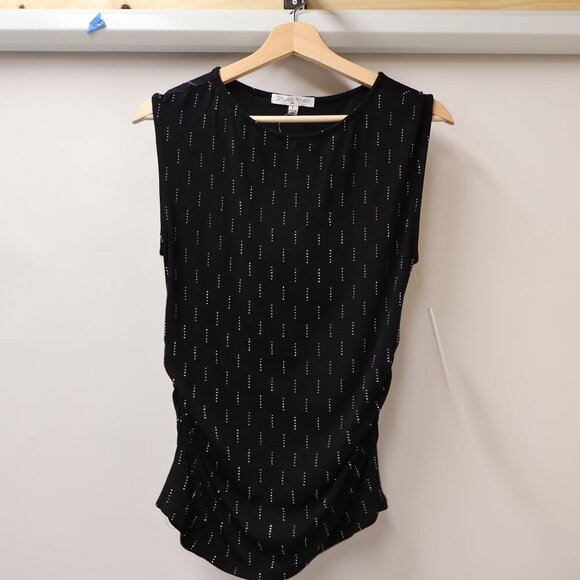 Dylan Ryan Black Sleeveless Top With Subtle Metallic Dotted Pattern - Size L - Picture 7 of 14